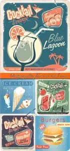 Vintage poster food and drink vector 