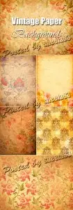 Vintage Paper Backgrounds with Flowers