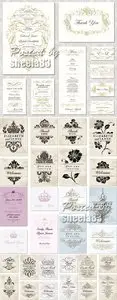 Vintage Floral Cards Vector