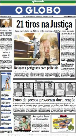 Jornal O Globo 13 de agosto de 2011