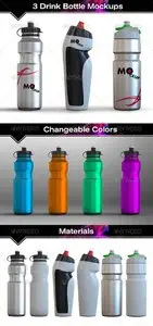 GraphicRiver 3 Drink Water Bottle Mockups