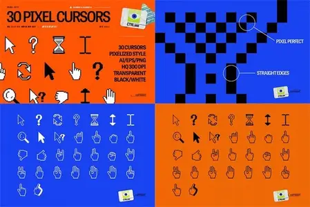 30 HQ Pixelized Cursor Vectors Pack