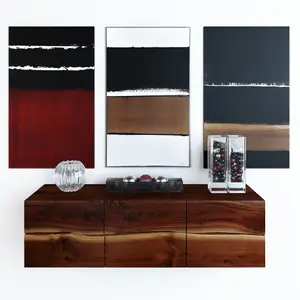 3DSKY - Decorative set with pedestal RUSTIC MODERN CREDENZA, paintings and decor