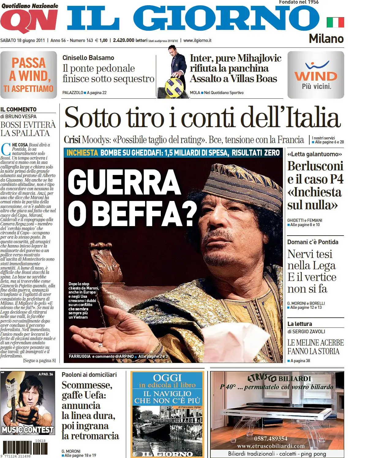 IL GIORNO 18 GIUGNO 2011