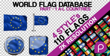 2K World Flag Database Part-1 - Project For After Effects (VideoHive)