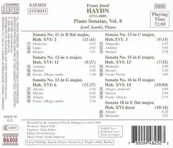 Jenö Jandó - Joseph Haydn: Piano Sonatas, Vol.8: Nos. 11-16 & 18 (1998)
