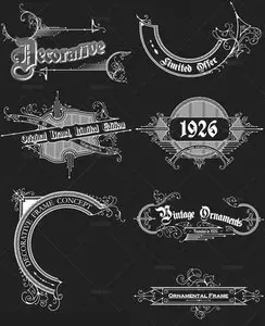 Vintage Ornaments and Brushes Vector Set 4