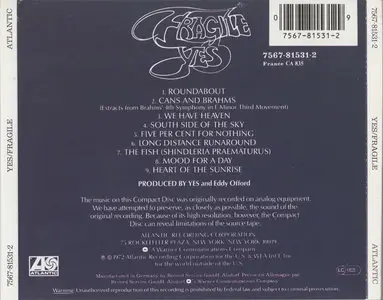 Yes - Fragile (1971) [Atlantic 7 81531-2]