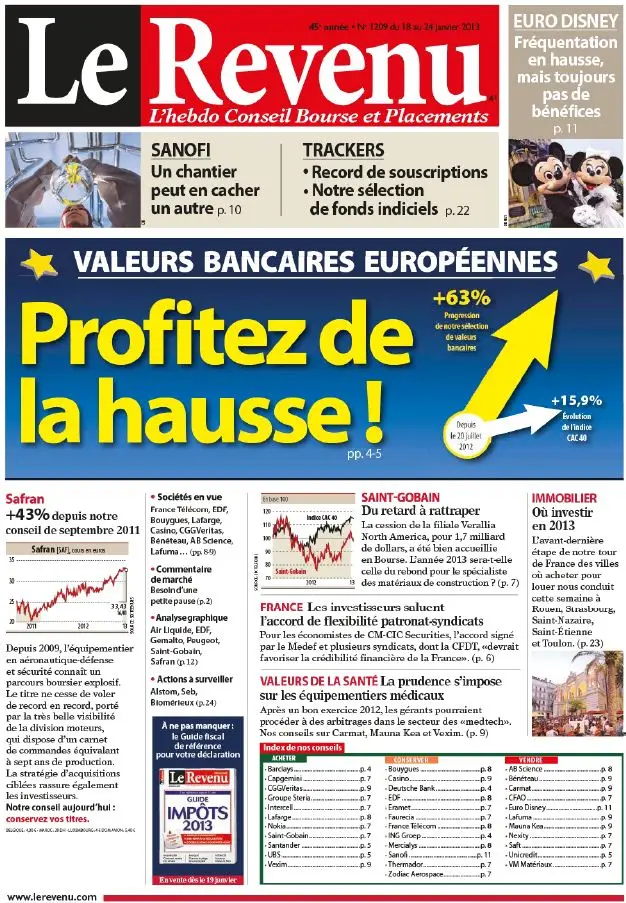 Le Revenu Hebdo Bourse 1209 - 18 au 24 Janvier 2013