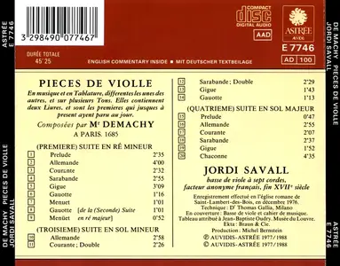 Jordi Savall - Monsieur de Machy: Pieces de violle (1988)