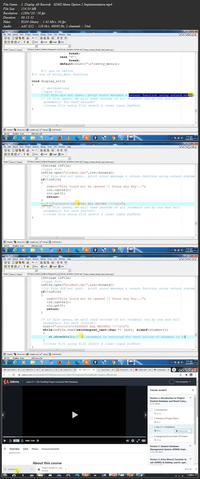 Learn C++ File Handling Project (console): Mini Database