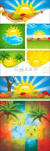 Vector - Summer sunshine backgrounds beach