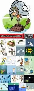 Collection of vector image conceptual business fishing