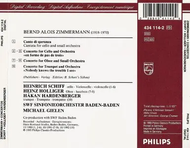Bernd Alois Zimmermann - Concertos for cello, oboe & trumpet  (Schiff, Holliger, Hardenberger - SWR - Gielen)