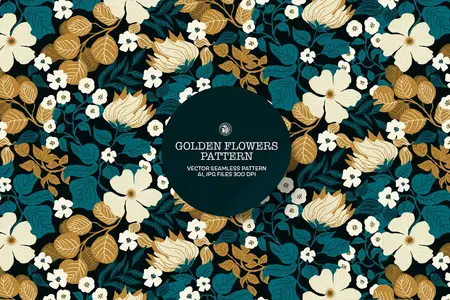 EE - Golden Flowers Vector Pattern 54JVYA2