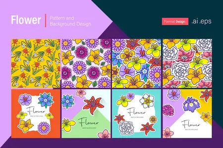 EE - Flower Set Pattern and Background Design AT9JXTG