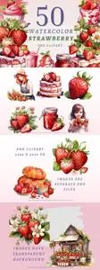 Watercolor Strawberry PNG Bundle