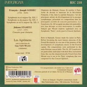 Guy Van Waas, Les Agrémens - Gossec: Symphonies Œuvre XII; Stamitz: Clarinet Concerto (2002)