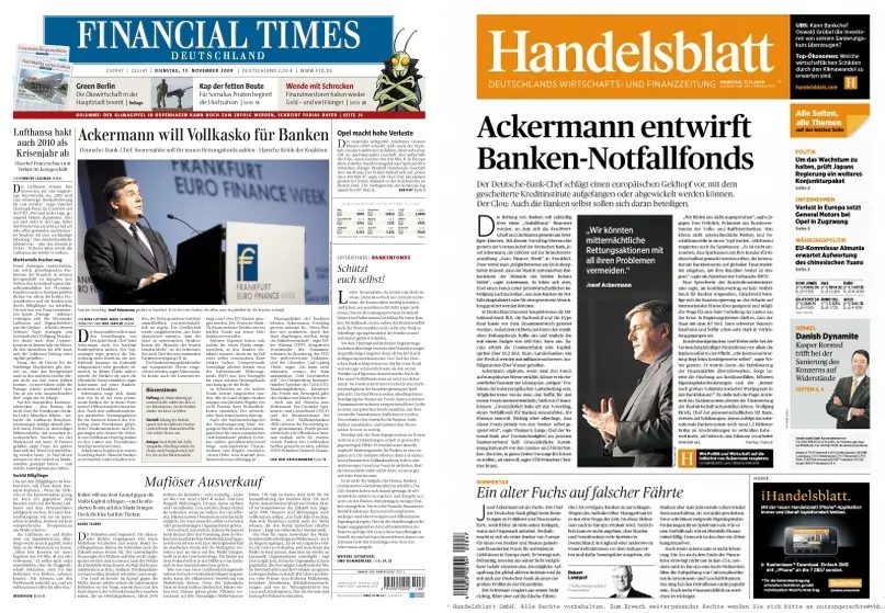 FinancialTimes Deutschland  & Handelsblatt vom 17.11.2009