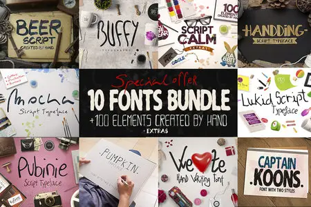 CreativeMarket - 10 Fonts Bundle