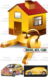 Stock Vector - House, Key, Cars