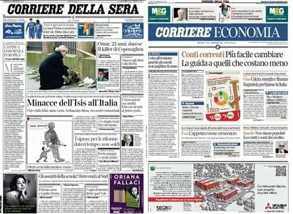 Il Corriere della Sera (16-02-15) + Corriere Economia