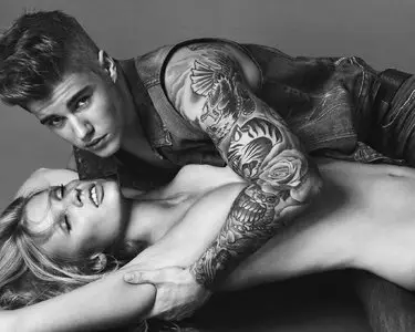 Lara Stone & Justin Bieber by Mert Alas & Marcus Piggott for Calvin Klein Jeans & Underwear Spring/Summer 2015