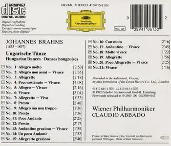 Claudio Abbado, Wiener Philharmoniker - Johannes Brahms: 21 Ungarische Tänze / Hungarian Dances (1984)