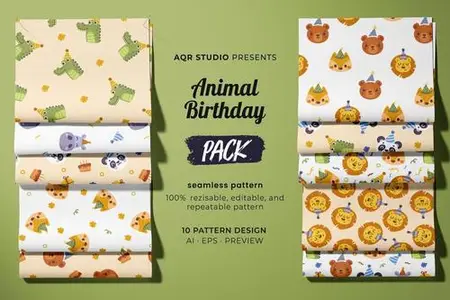 Animal Birthday - Seamless Pattern