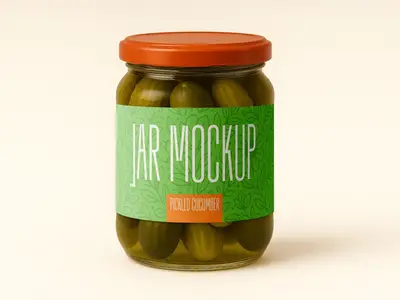 Pickled Cucumber Jar Mockup - Realistic Glass Packaging Template 1706395202