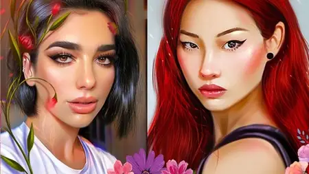 Draw A Digital Portraits In Photoshop: Woman Illustrations
