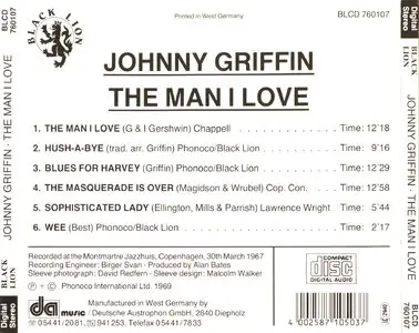 Johnny Griffin - The Man I Love (1967) [Remastered 1988]