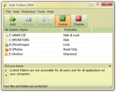 Hide Folders 2009 3.9 Build 3.9.3.683