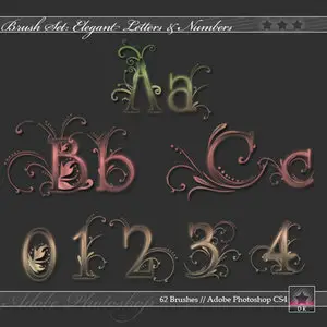 Elegant Letters and Numbers Photoshop Brushes