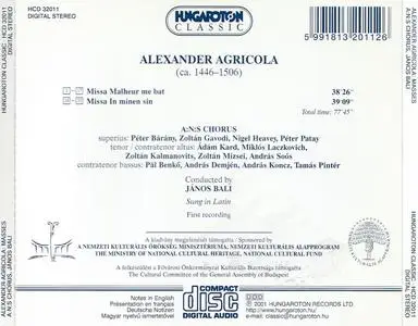 Agricola - Missa Malheur me bat, Missa In minen sin - A:N:S Chorus & János Bali (2001) {Hungaroton Classic HCD32011}
