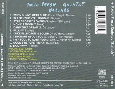 Paolo Fresu Quintet - Ballads (1991) {Splasc(H)}