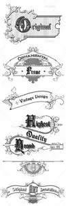 Vintage Ornaments and Brushes Vector Set 6
