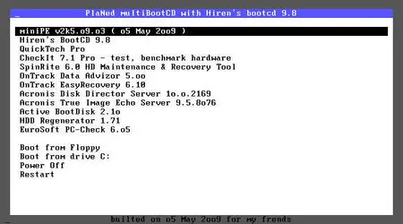 PlaNed Multiboot CD With Hiren's bootcd 9.8
