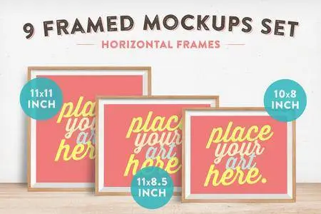 CreativeMarket - 9 Horizontal Framed Mockups Set