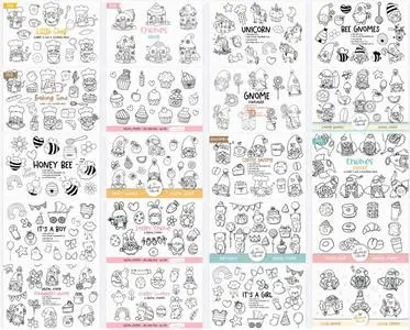 Cute Digital Stamp & Coloring Pages Bundle - 20 Premium Graphics
