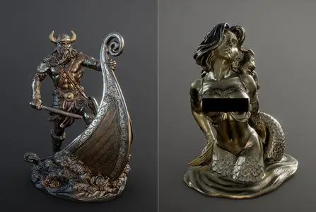 Viking Warrior and Sexy Mermaid Figurine (PG13)