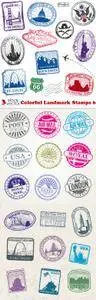 Vectors - Colorful Landmark Stamps 6