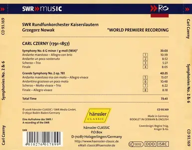 Grzegorz Nowak, SWR Rundfunkorchester Kaiserslautern - Carl Czerny: Symphonies Nos. 2 & 6 (2006)