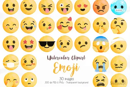 EE - Emoji Watercolor Illustration ZZ64J7E