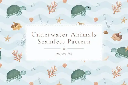 EE - Underwater Animals Seamless Pattern BQL7JN4