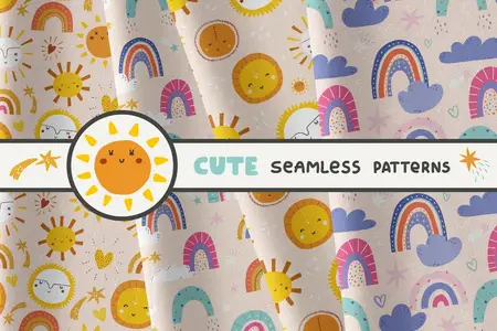 EE - Collection of Cute Rainbow and Sun Patterns 6BNDXRE