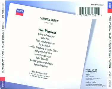 Britten - LSO - War Requiem [Decca 475 7511] {UK 2006, 1963} (2 CD)