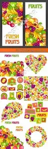 Fresh fruit flat design concept vector