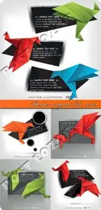 Banner origami bird vector