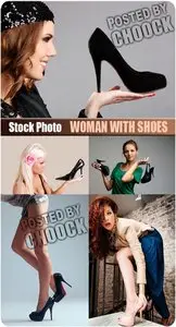 Woman with shoes - Stock Photo